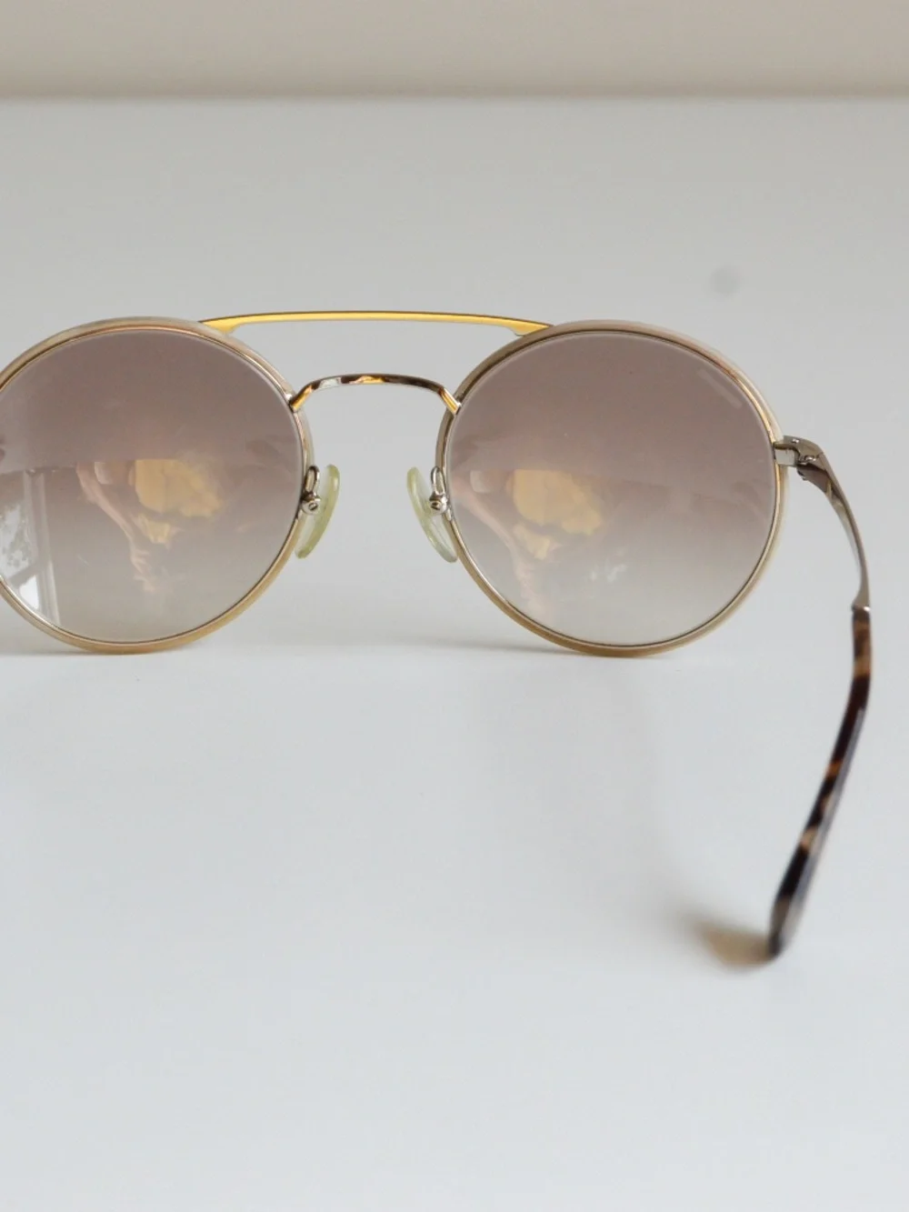 Prada Cinema SPR51S UFH-4O0 Round Sunglasses Silver Brown Gradient w/ Case